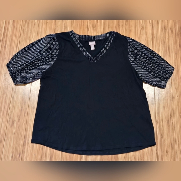 NWOT Chicos Blouse with Patterned Sleeves - Picture 1 of 6